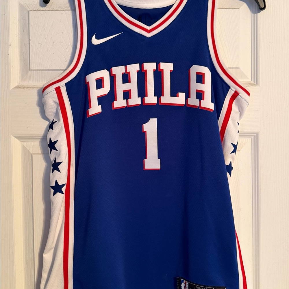 NBA Blue and Red Authentic Basketball Jersey